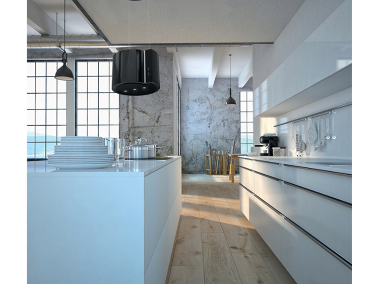 кухонные шкафы спроектированы по индивидуальной идее   кухонная техника является оригинальным и своеобразным элементом дизайна интерьера   стены не гладкие, но имеют вдохновляющие текстуры